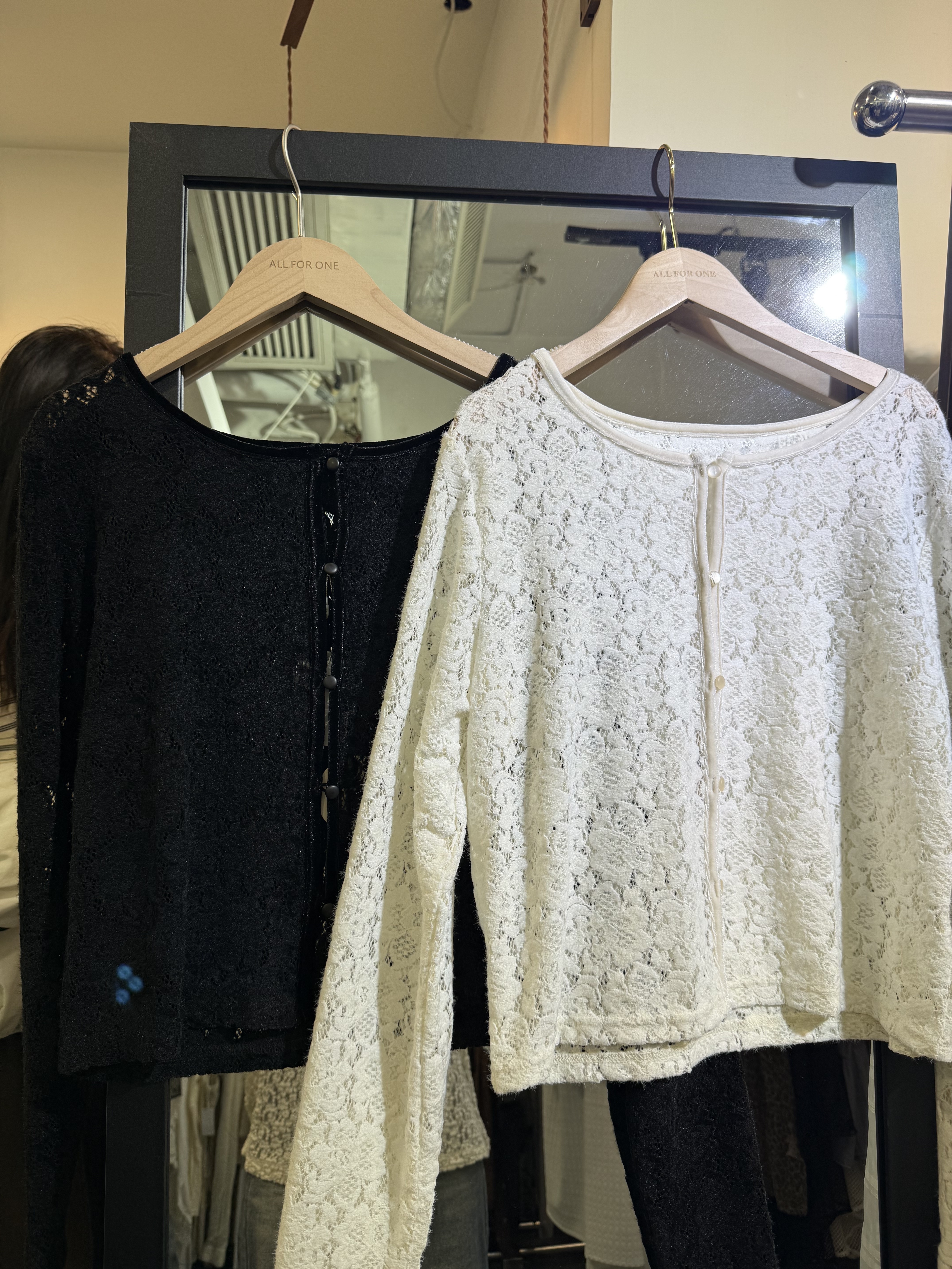 鏤空蕾絲小鈕扣top