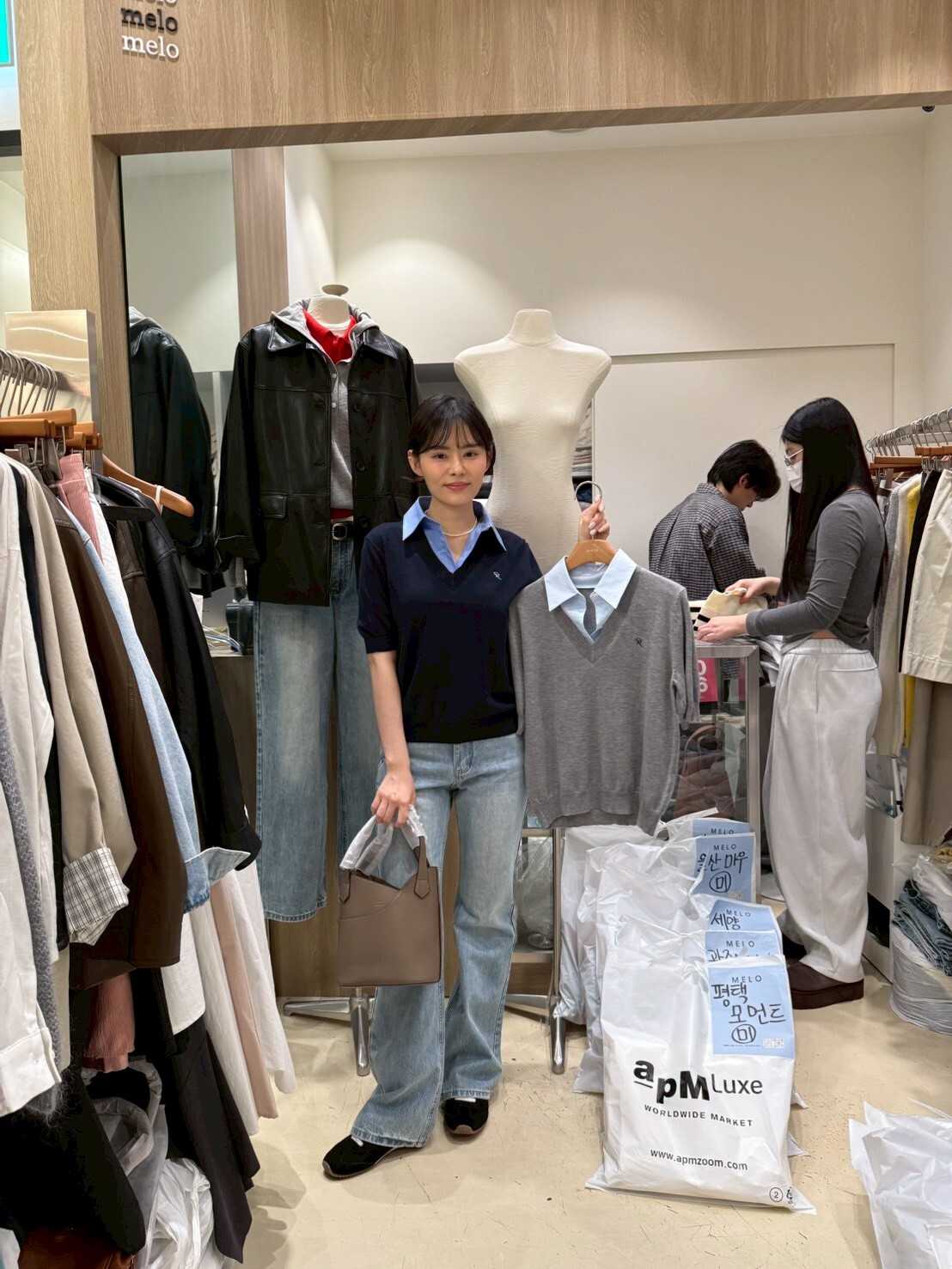 ML6046 方便假兩件針織恤衫上衣