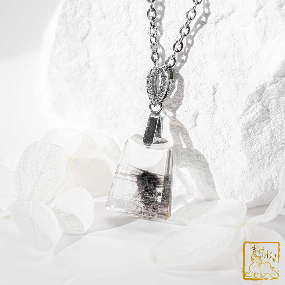 黑銀鈦晶項鍊 2.4g 無事牌墜