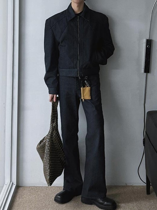 人字紋牛仔褲 靴型褲