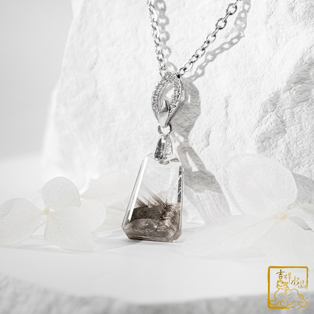 黑銀鈦晶項鍊 2.3g 無事牌墜