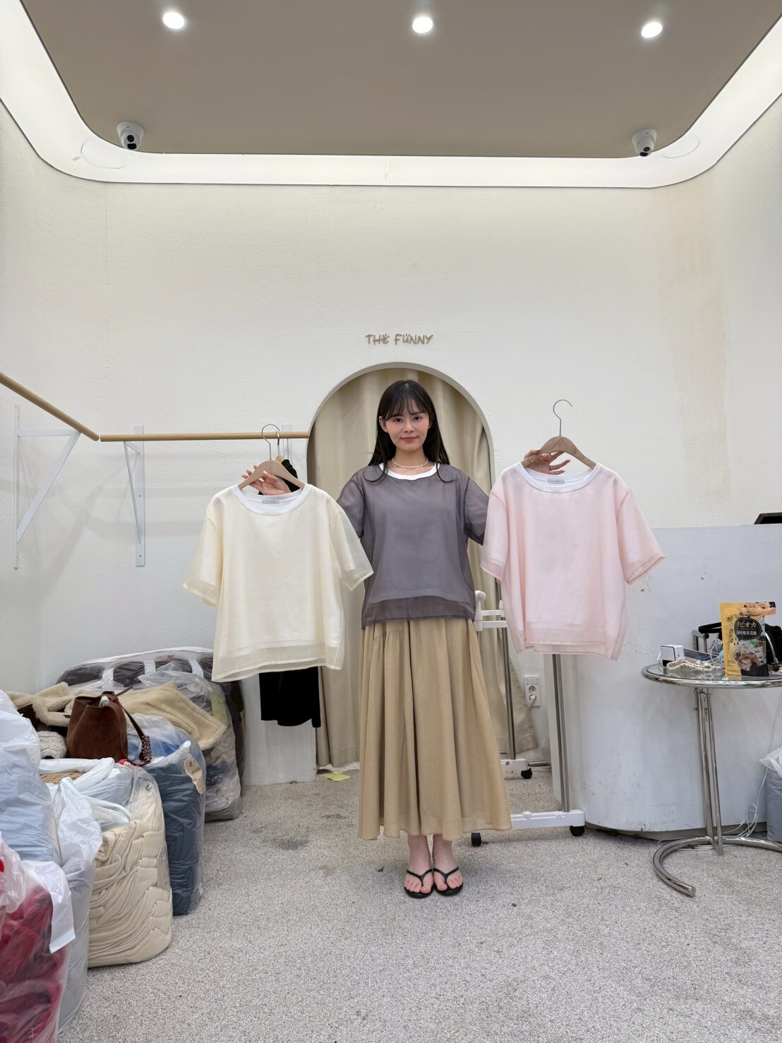 FP6017 圓領高級雪紡莫代爾雙層T