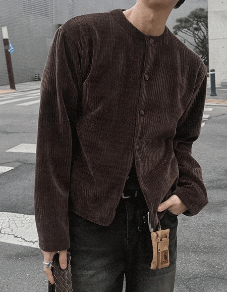 絲絨圓領短款開衫