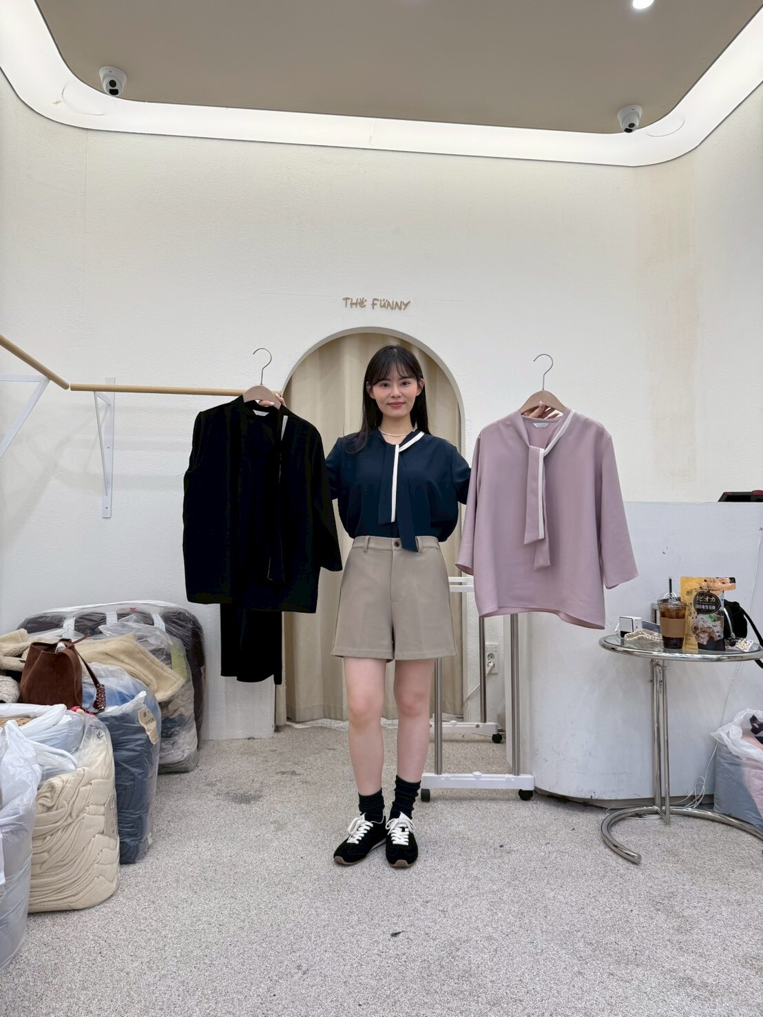 FP6010 高級雪紡領帶v領上衣