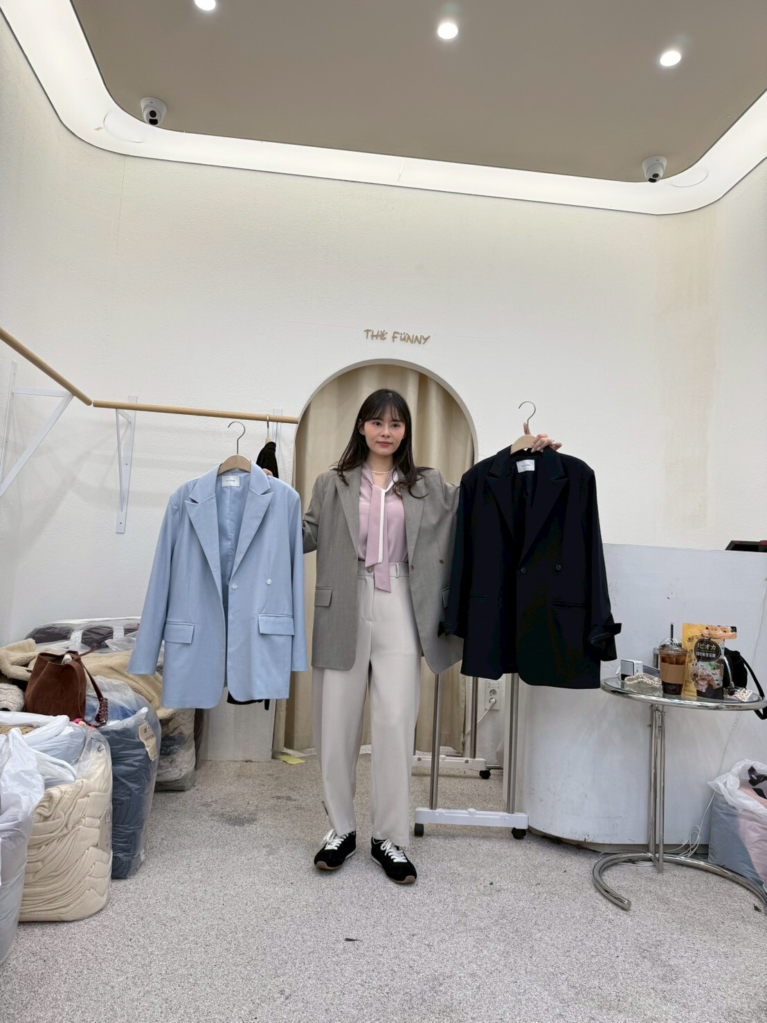 FP6023 男友風人造絲寬松西裝外套