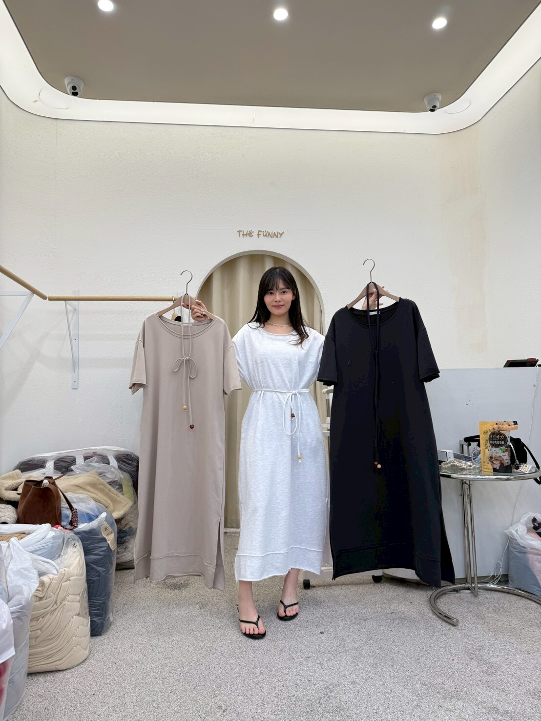 FP6046 繫帶側開叉連身裙