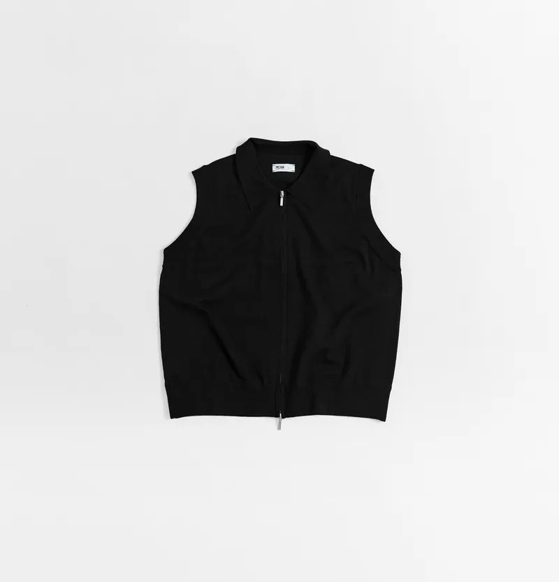 MELSIGN｜Axis Zip-up Knit Vest (Black)