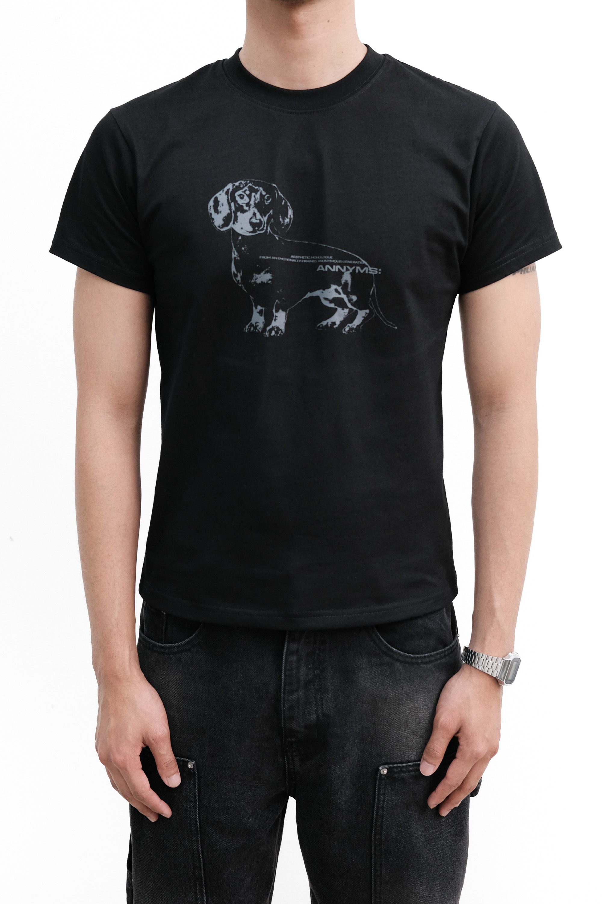 Anonymous Talking｜S26-SS06 – Dachshund Tee (Black)