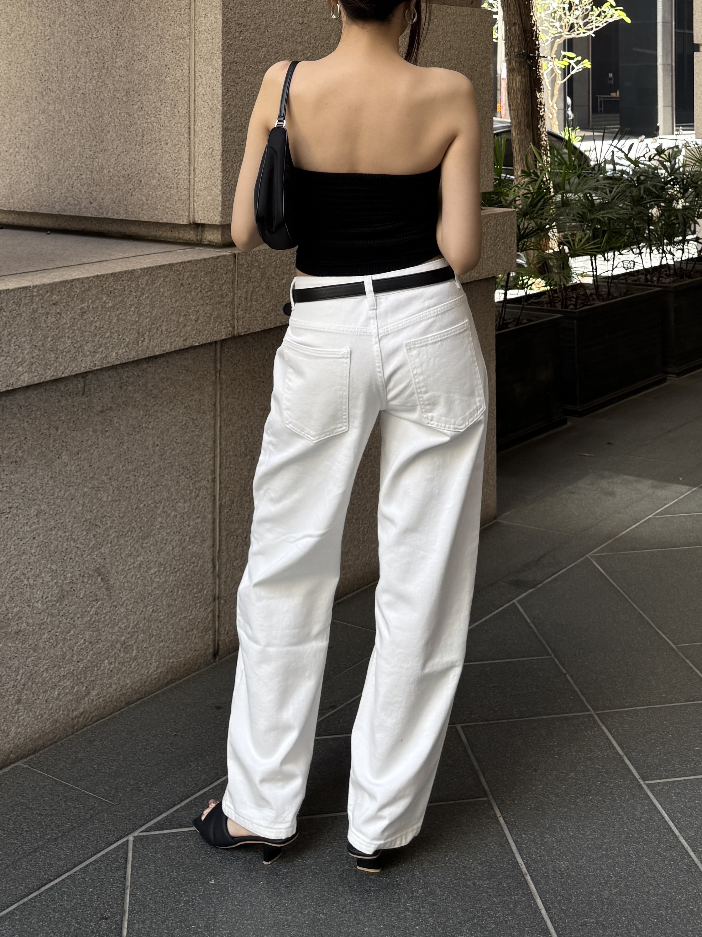 CleanFit☁️修身直筒低腰白色牛仔褲