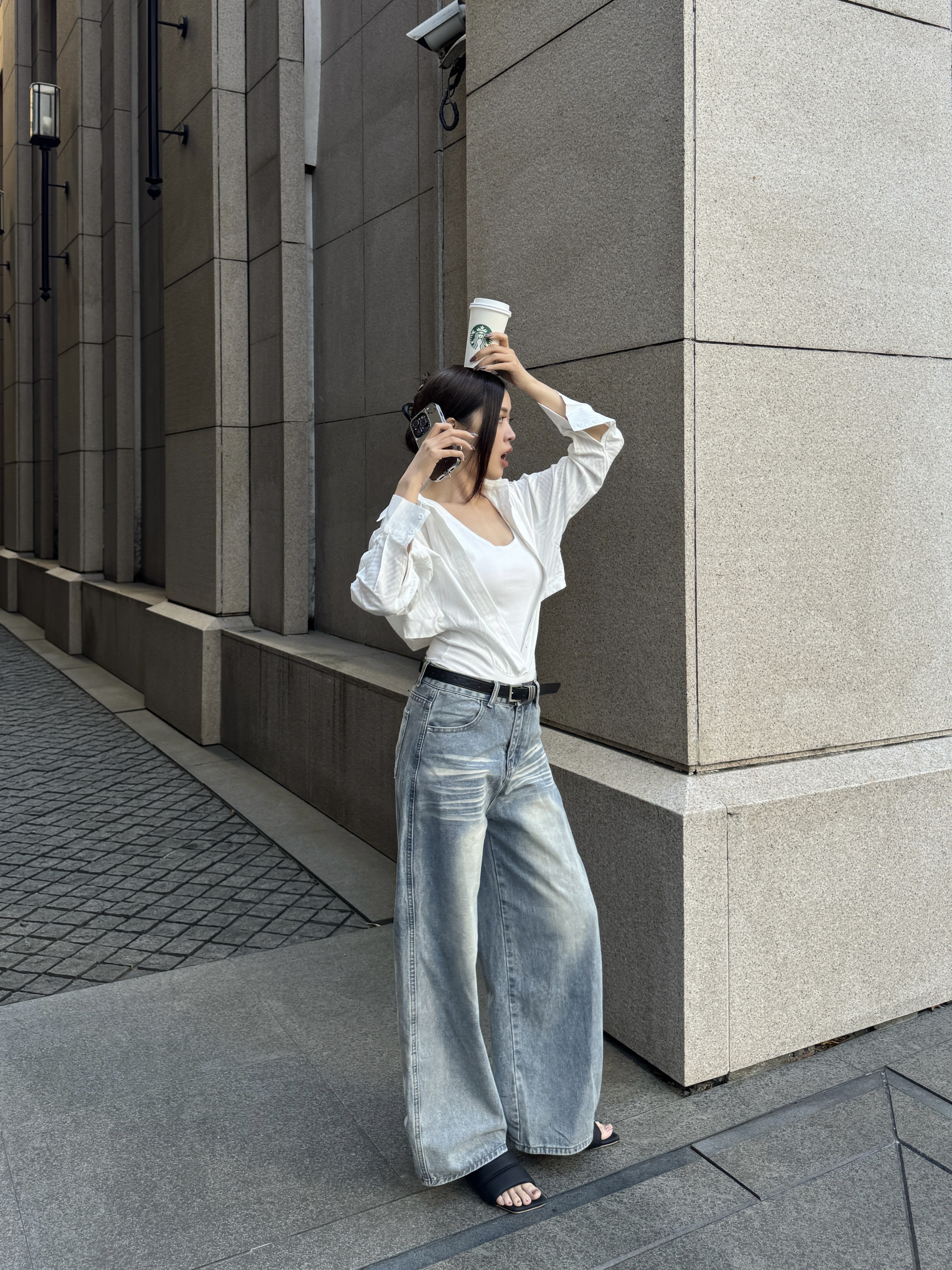 設計感！假兩件收腰襯衫Bodysuit(2色)