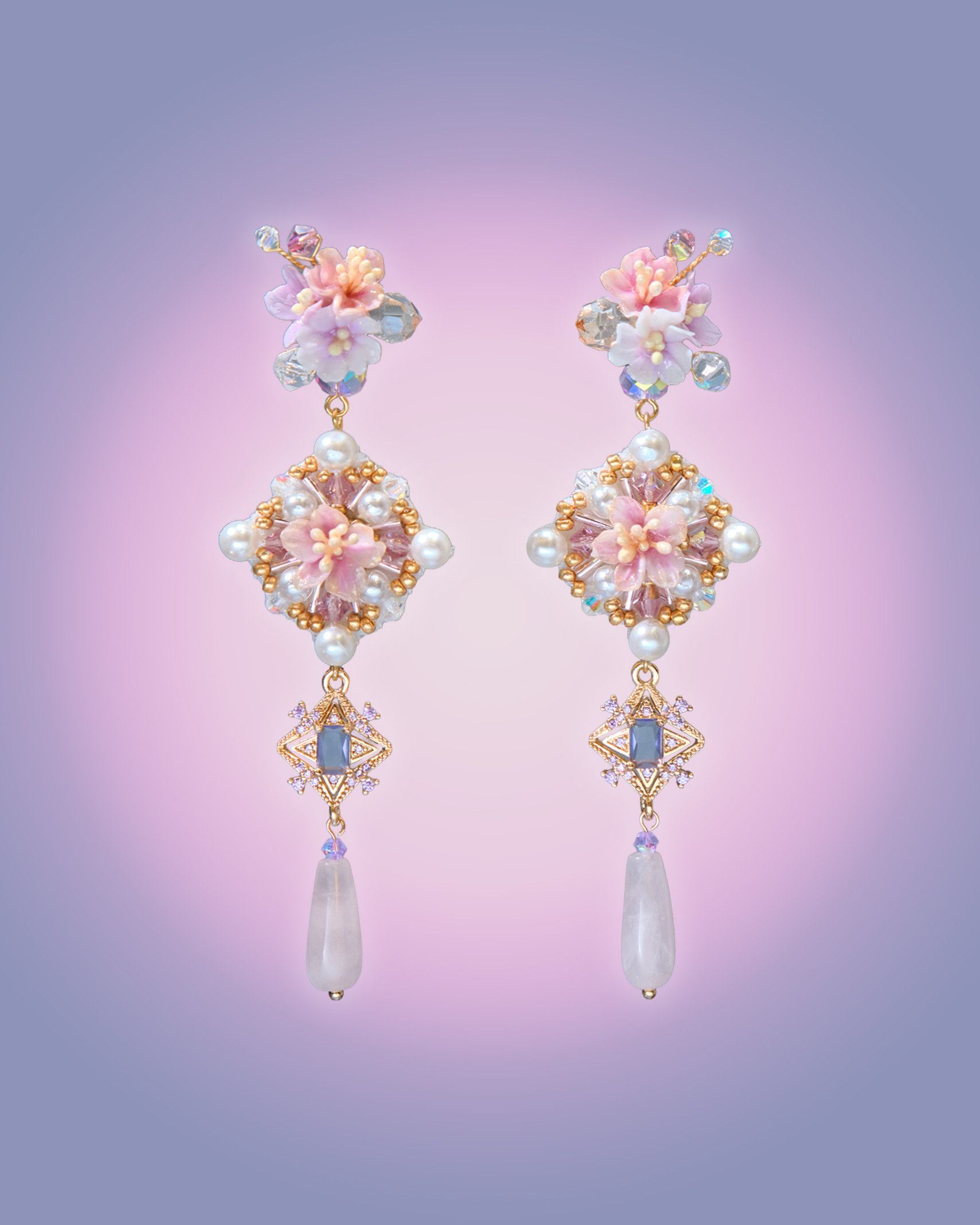 Firework Ballad Pattern embroidered bead S925 Earrings