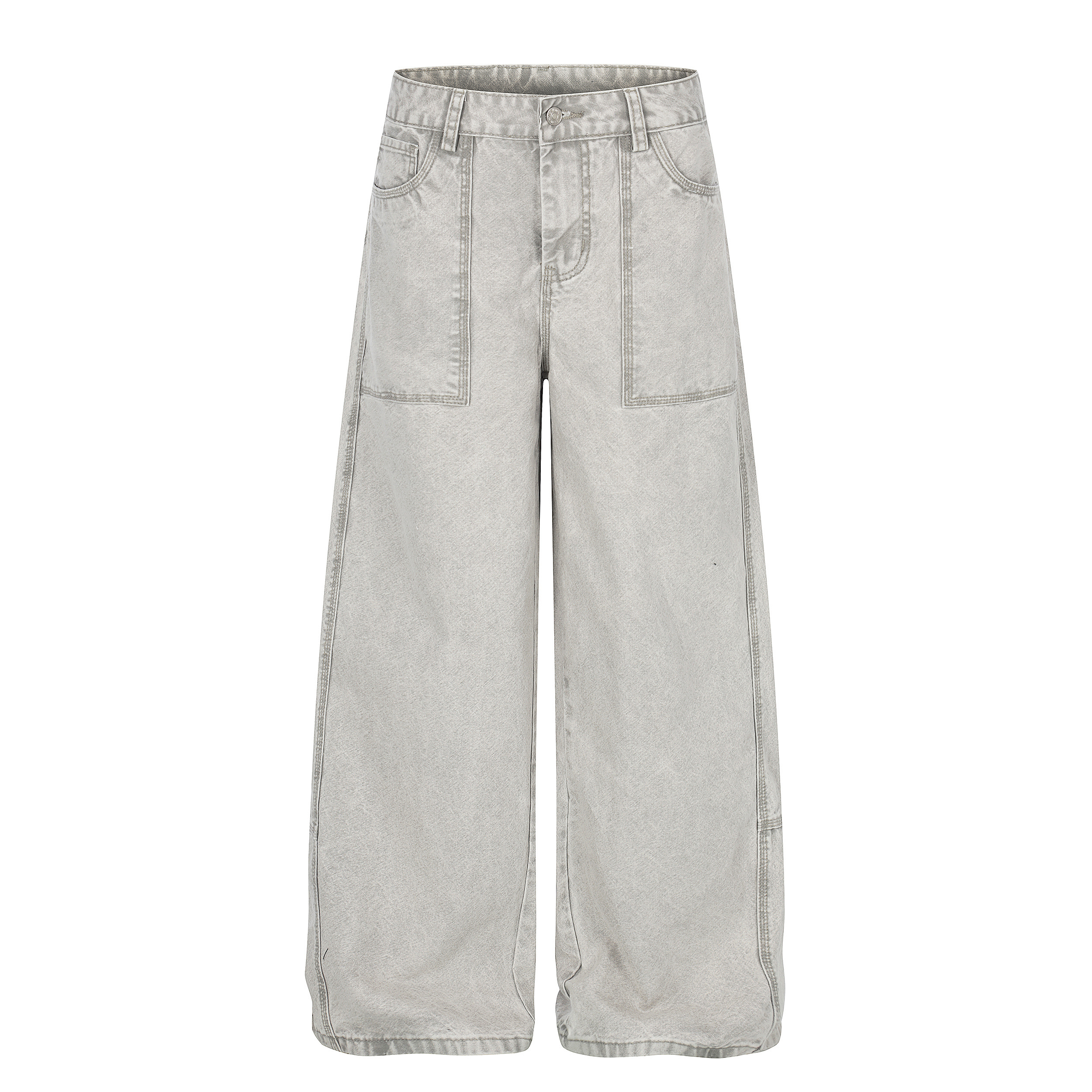 《S.V》復古落地車線口袋寬褲