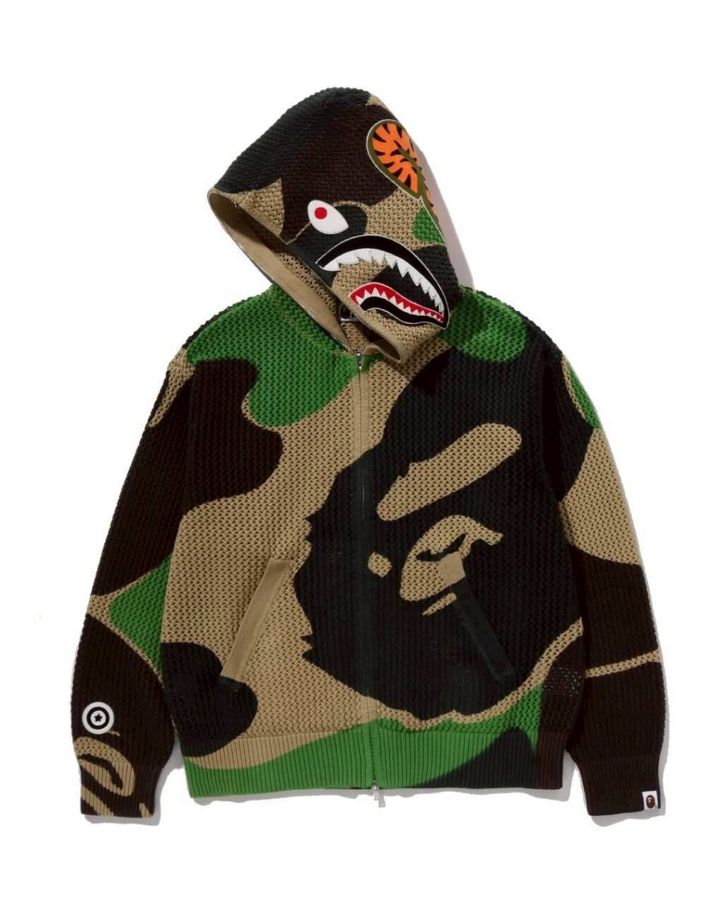 【BAPE男生】0314 發售 寬版ABC CAMO CROCHET SHARK RELAXED FIT FULL ZIP HOODIE