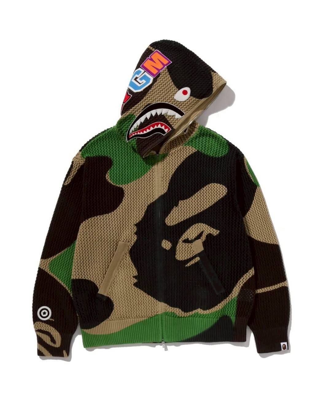 【BAPE男生】0314 發售 寬版ABC CAMO CROCHET SHARK RELAXED FIT FULL ZIP HOODIE