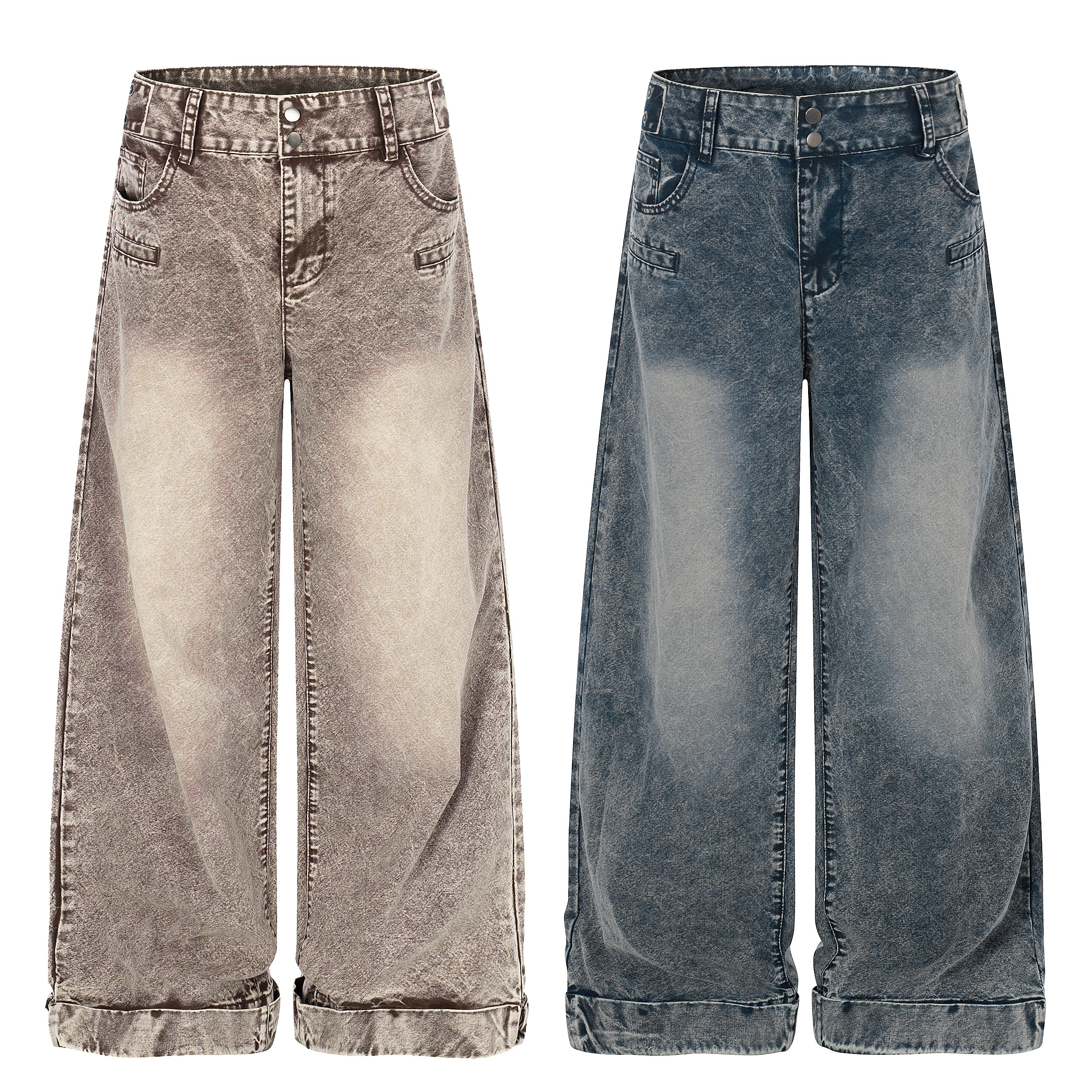 《S.V》仿舊美式復古直筒寬褲