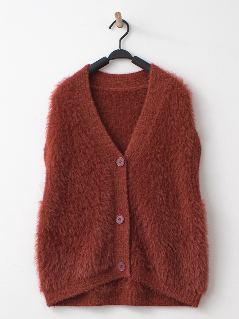 V領絨毛柔軟針織背心