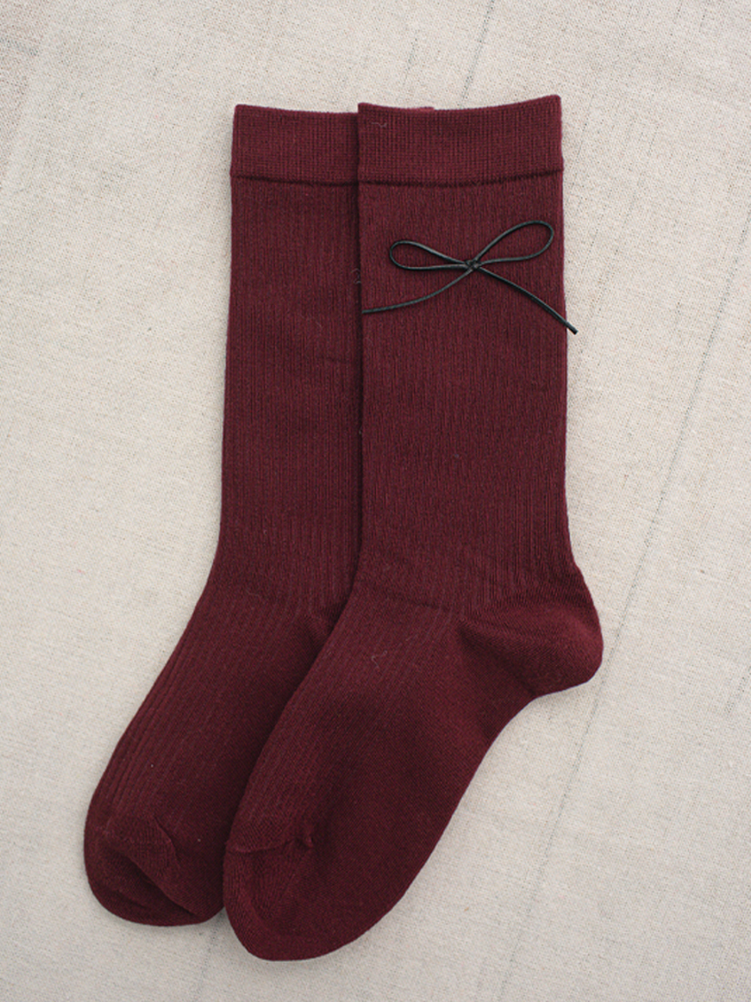 芭蕾蝴蝶結直紋中筒襪