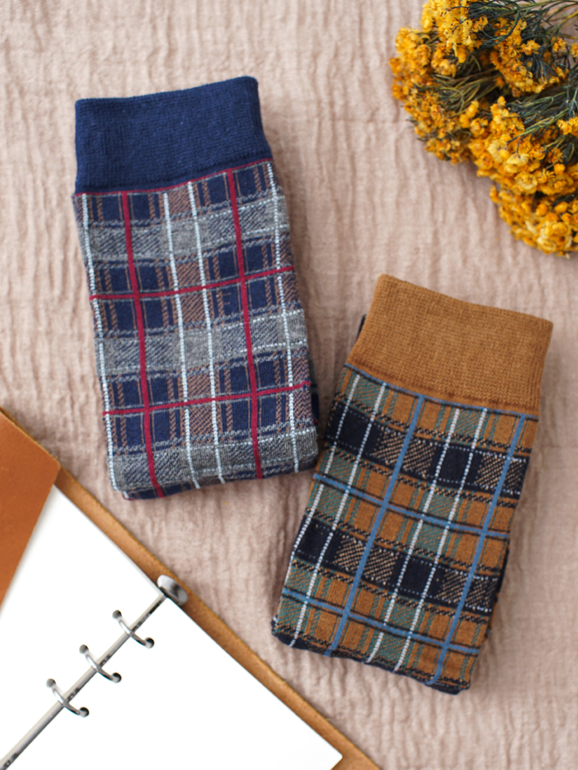 英倫格紋長統襪(2色)