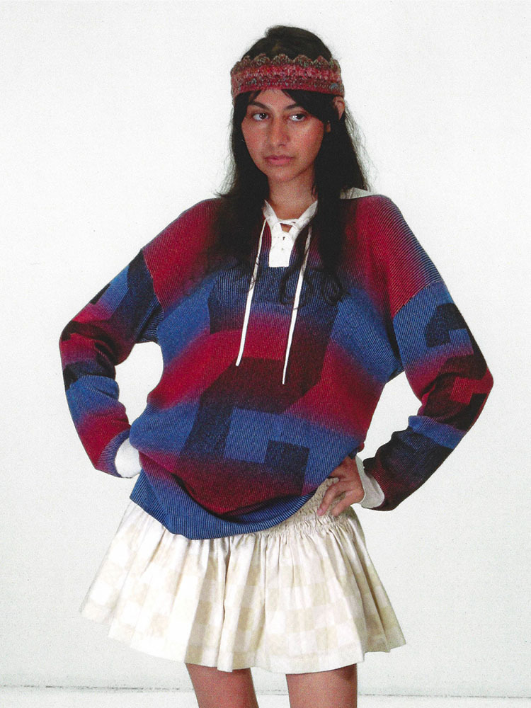 Illusion knit Long Sleeve Polo