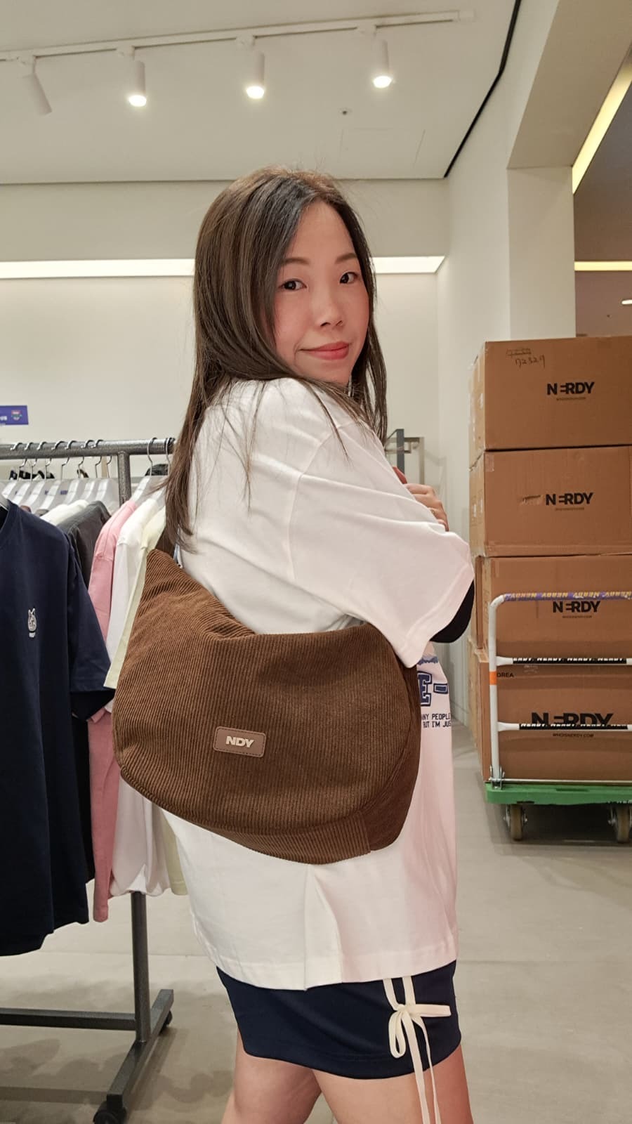 韓國代購 NERDY Corduroy Hobo Crossbody Bag NE03