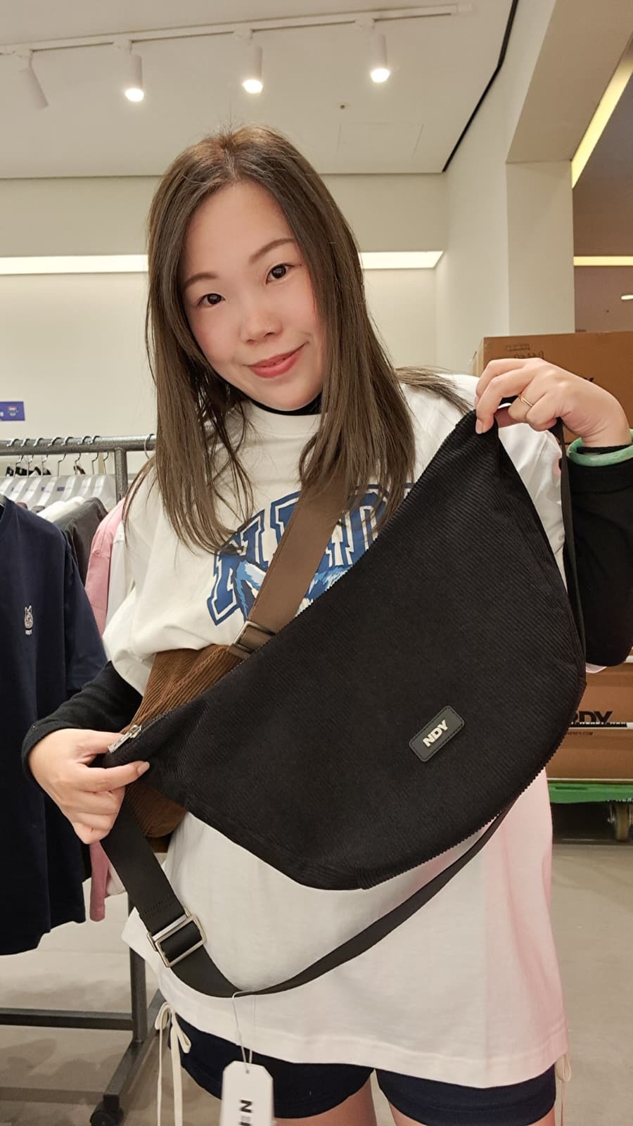 韓國代購 NERDY Corduroy Hobo Crossbody Bag NE03