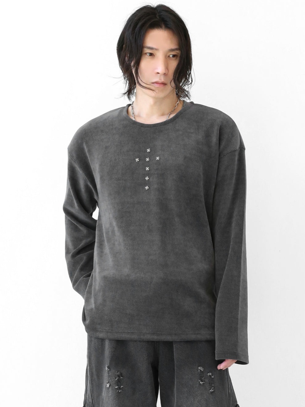 Cross 鉚釘羅紋T恤