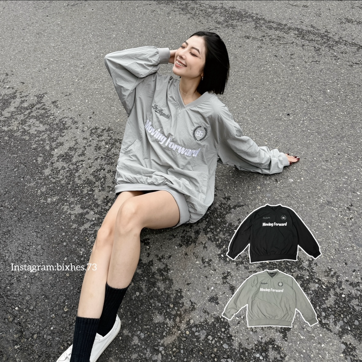 刺繡字口袋風衣長T(B00062)