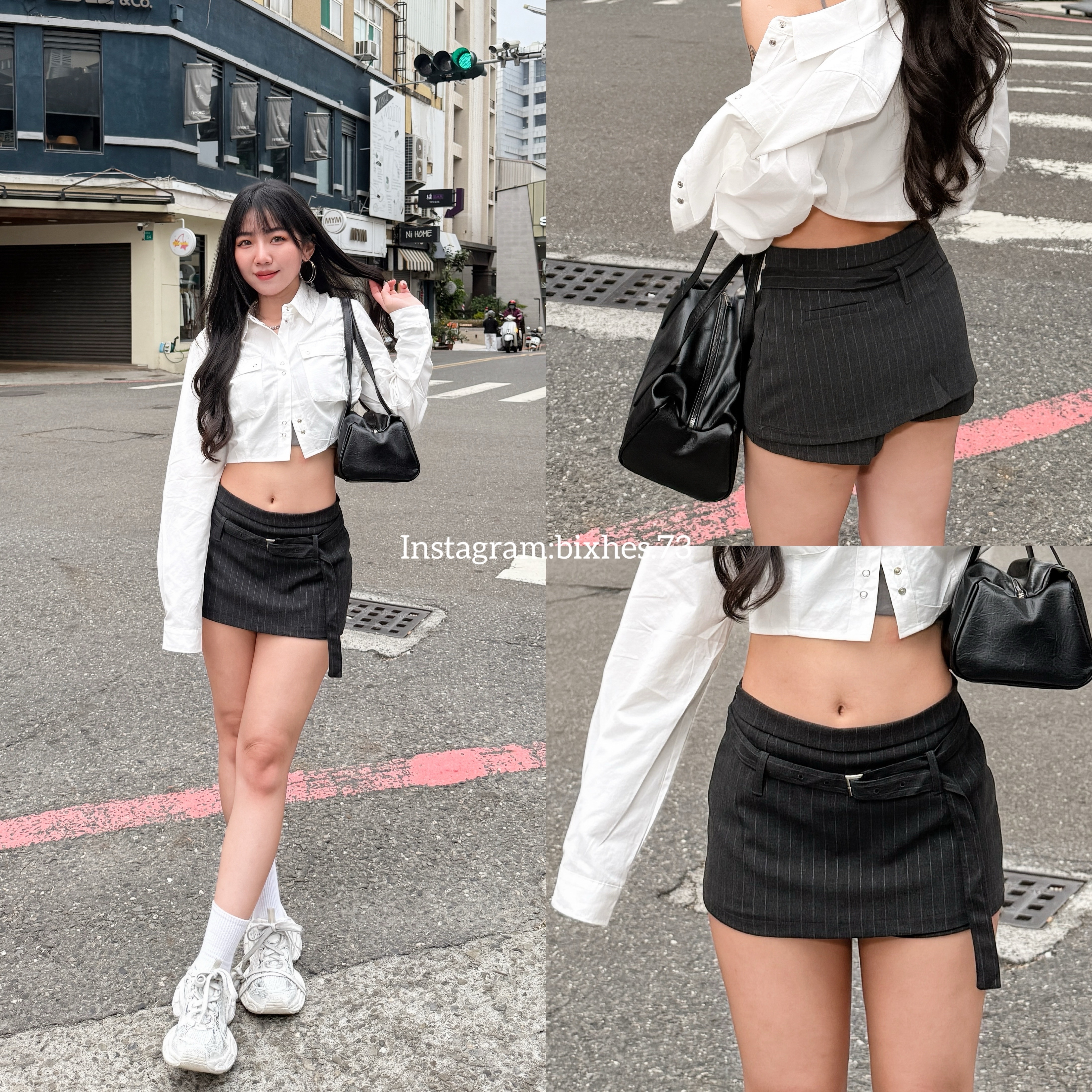 美式條紋超短西裝裙(D00023)