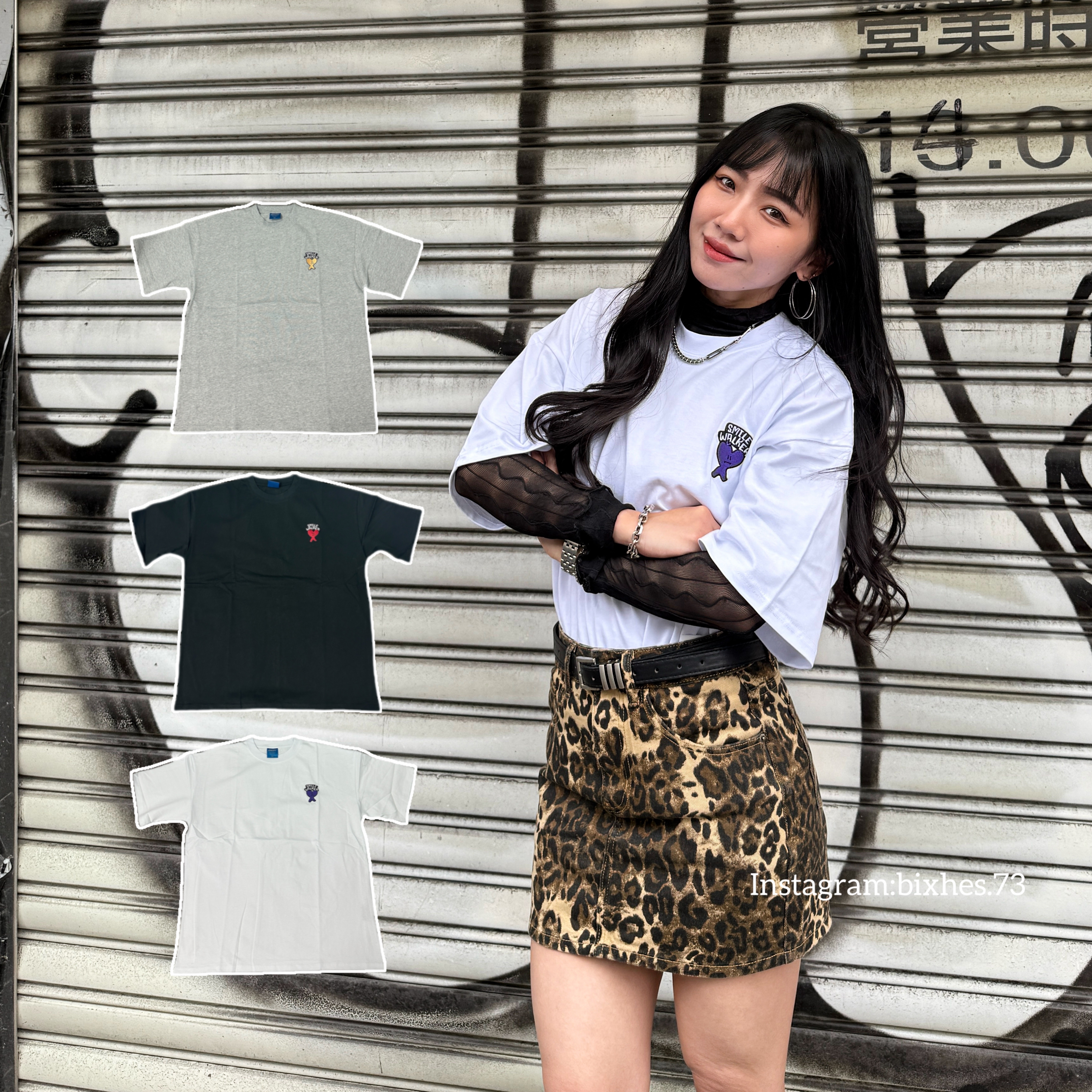 刺繡愛心人寬鬆上衣(A00054)