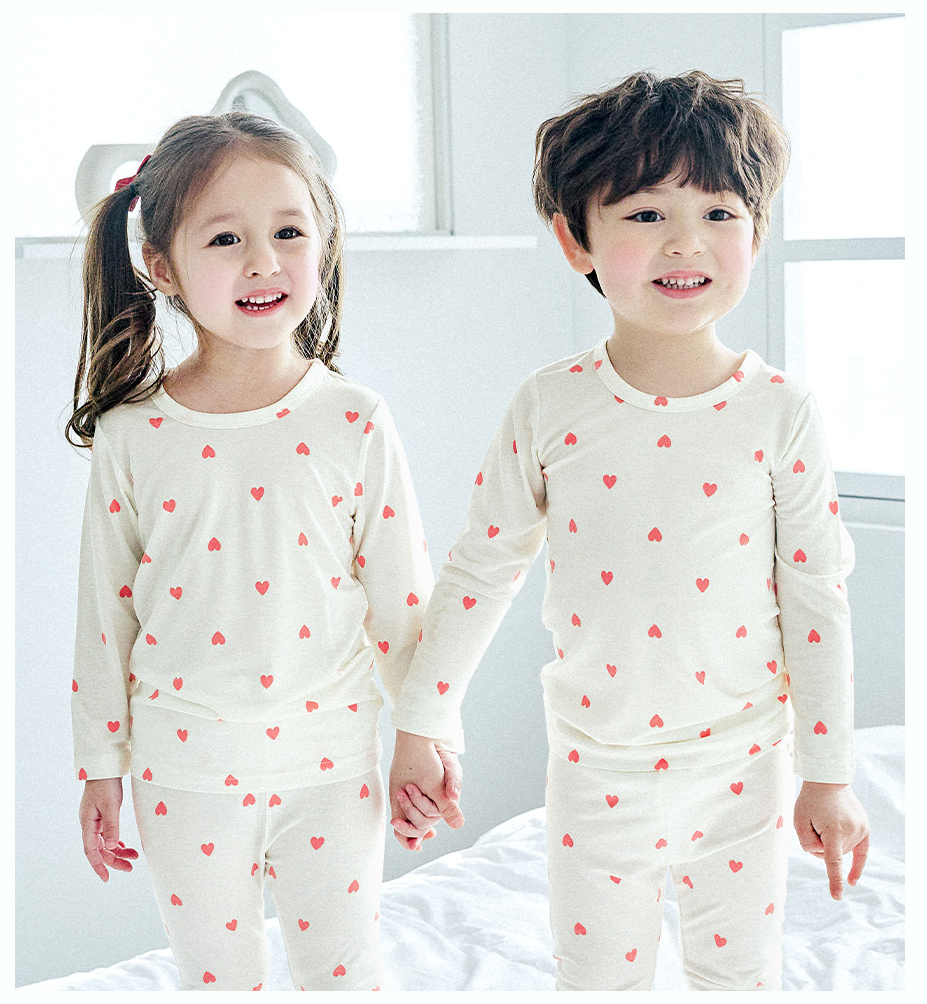 韓國🇰🇷Maykids 紅色愛心天絲莫代爾九分家居服(90-160)