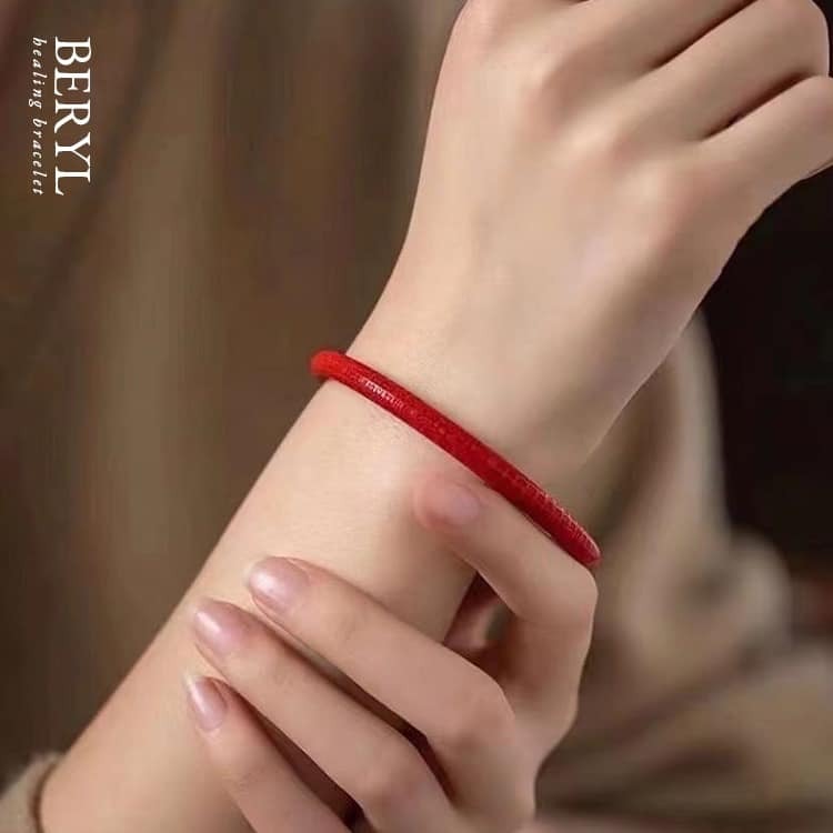 原礦硃砂心經手鐲/54圈口