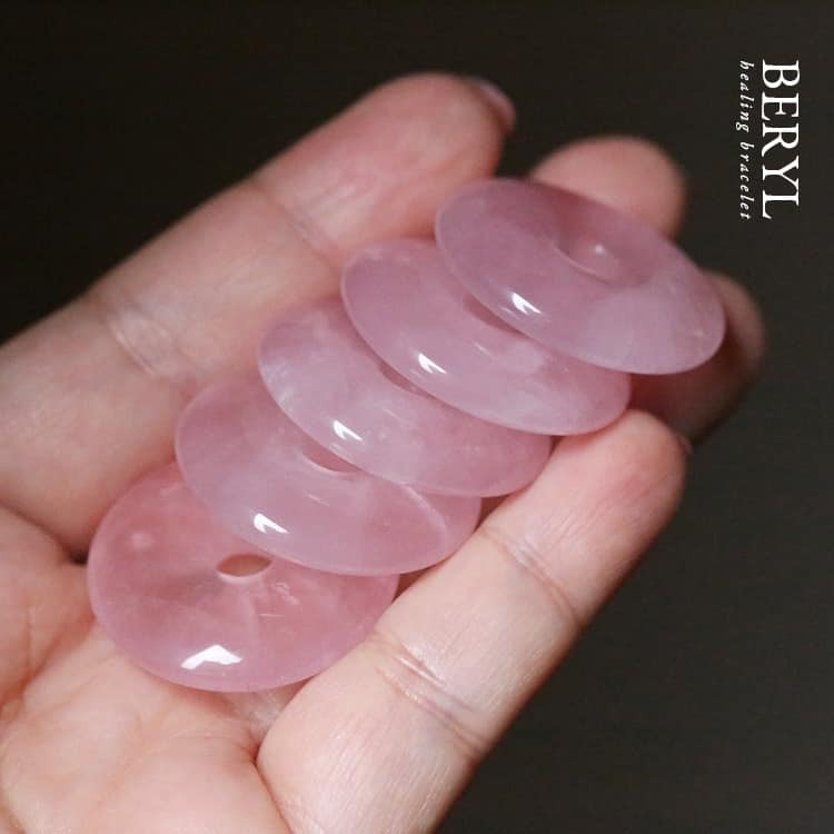 天然芙蓉粉晶平安扣/手工精製編繩