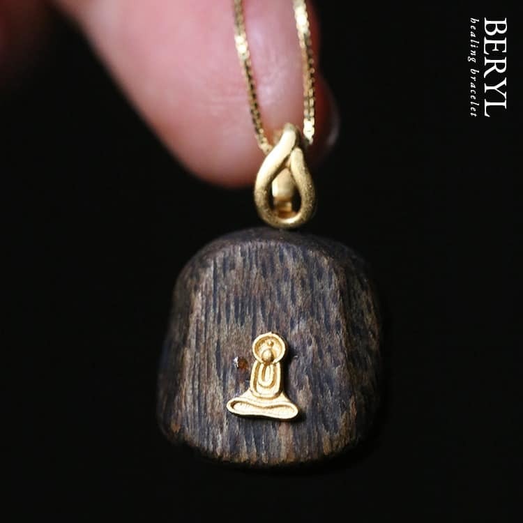 天然種植奇楠沉香木項墜/贈純銀鍍金項鍊