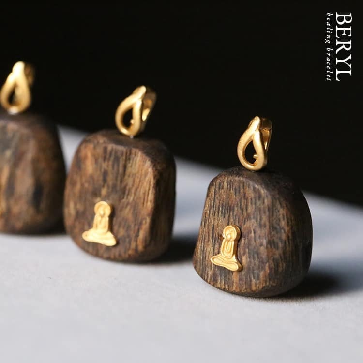 天然種植奇楠沉香木項墜/贈純銀鍍金項鍊