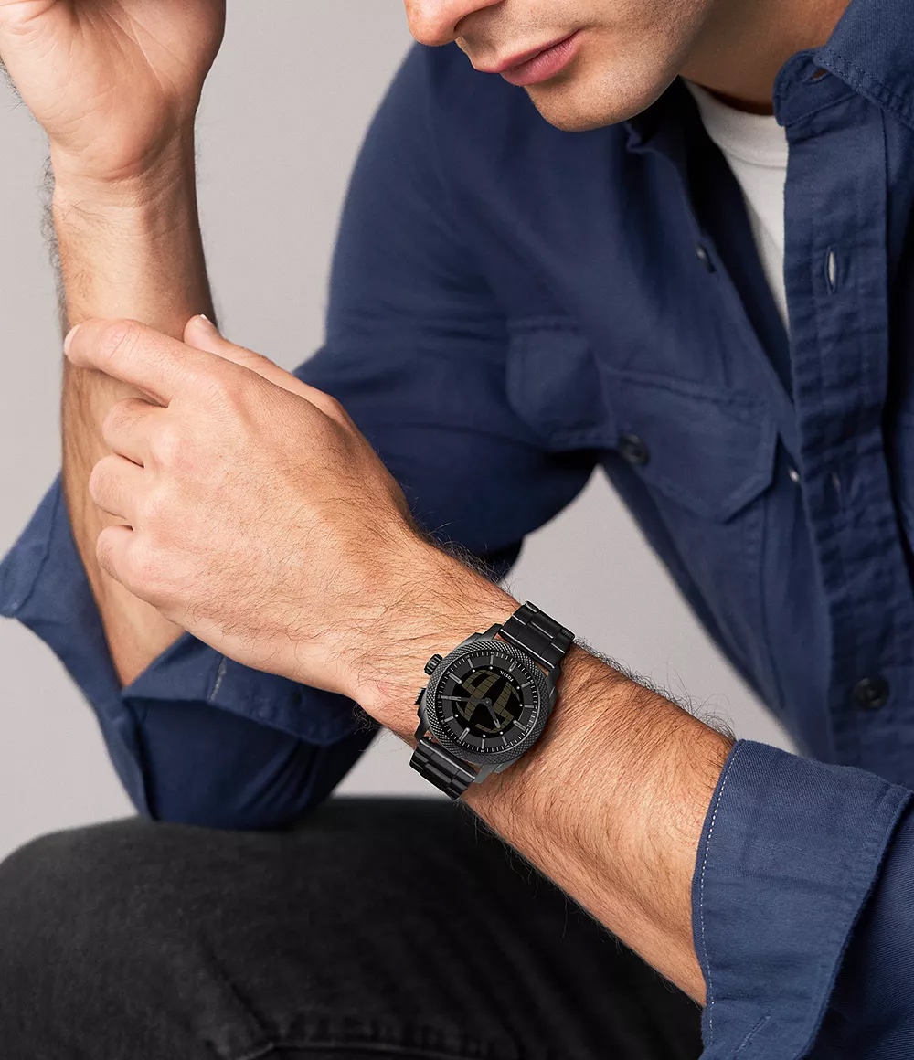 Machine 黑色不鏽鋼錶帶手錶 41MM FS6156