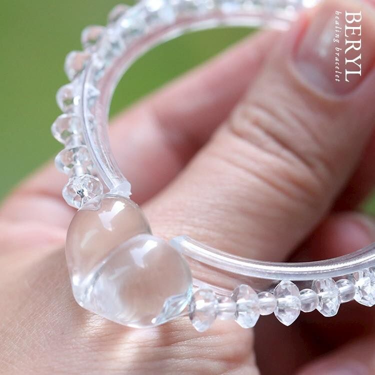 白水晶愛心小屁桃編織項鍊(45cm)