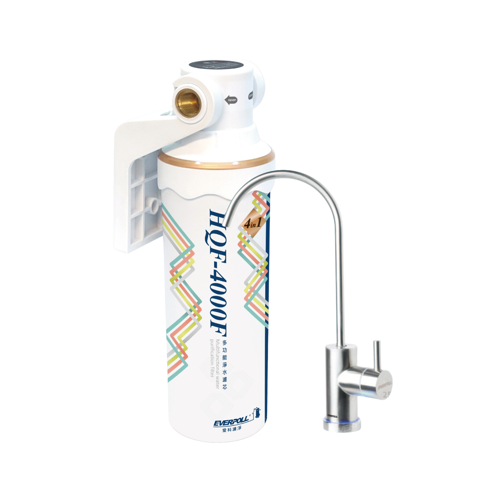 【🔮紫外線殺菌】EVERPOLL 愛科 HQF-4000 4 合 1 多功能抑垢淨水系統