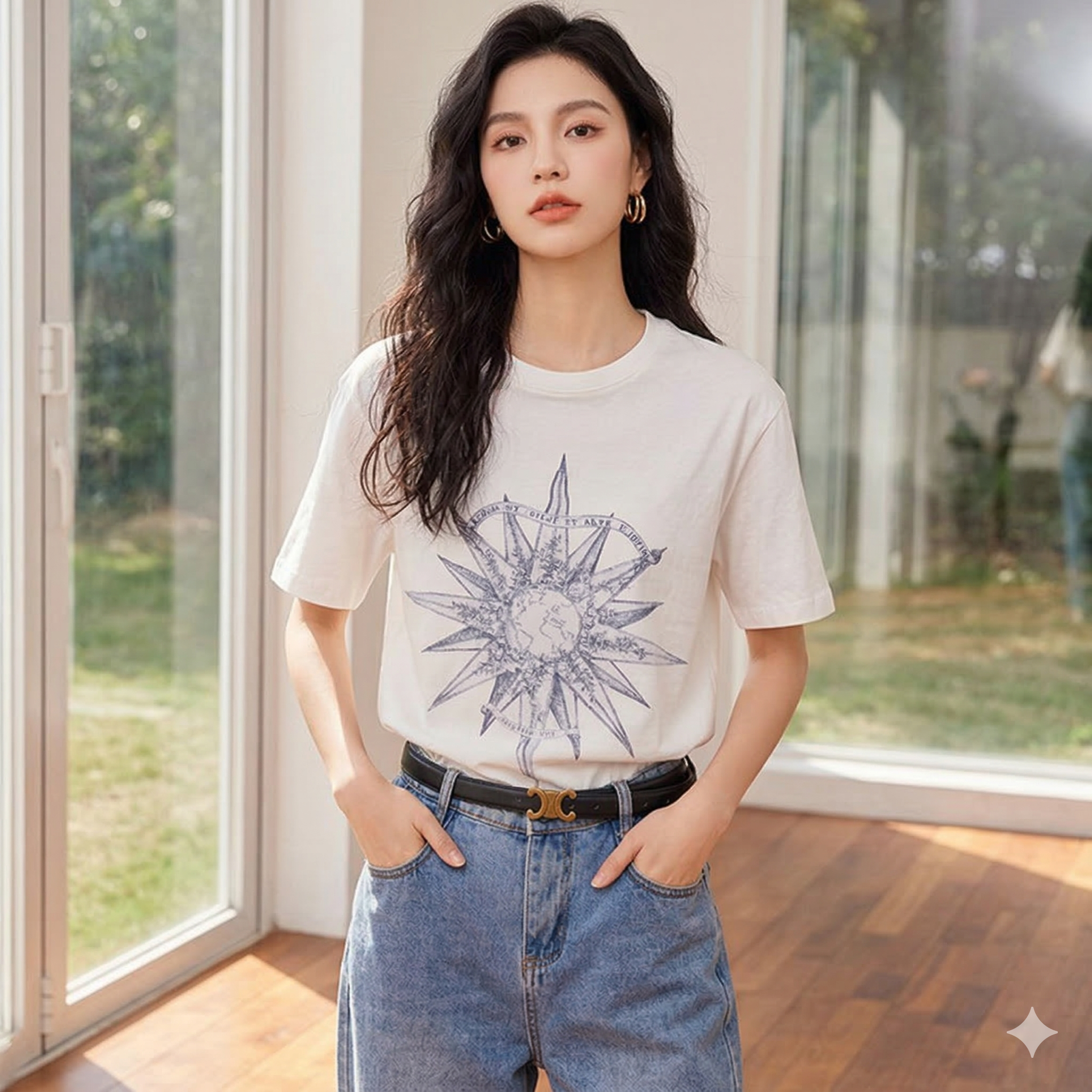 【ASister 小姊姊】AS0174#純棉上衣☆*溫暖太陽*中長版短袖T恤(白色 M-2XL)