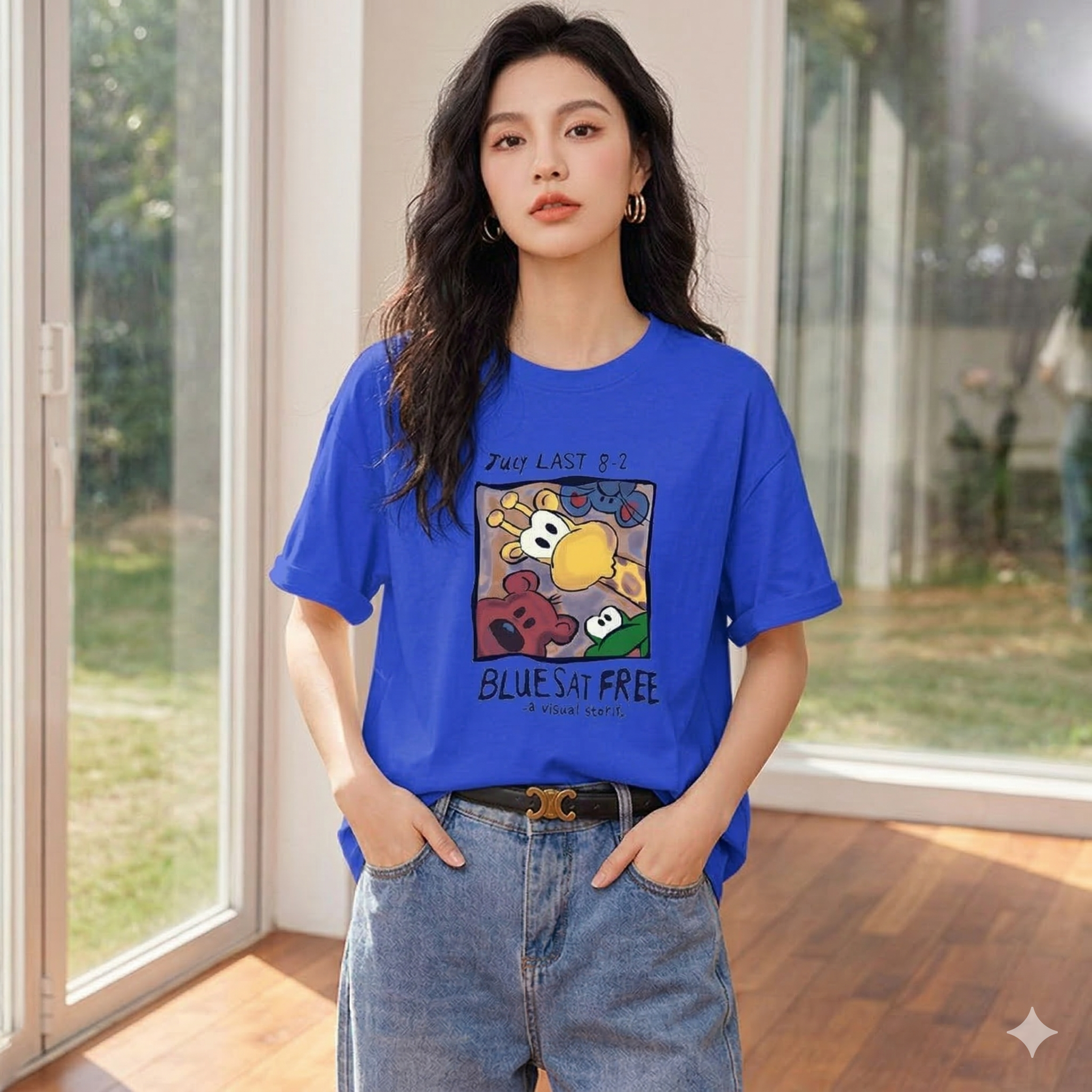 【ASister 小姊姊】AS0201#純棉上衣☆*俏皮動物*中長版短袖T恤(10色 S-3XL)