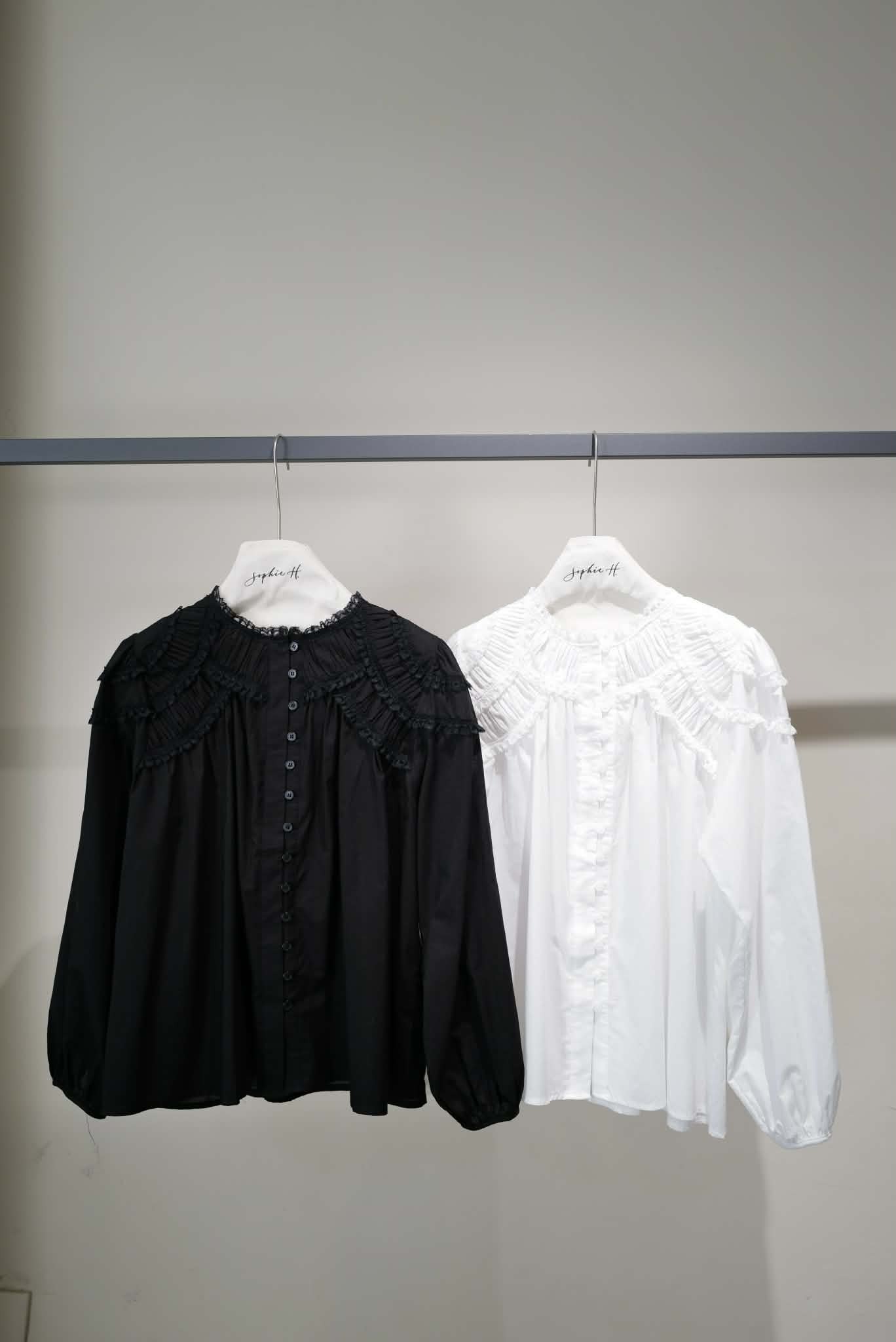 PA42 巴黎浪漫蕾絲抓皺上衣