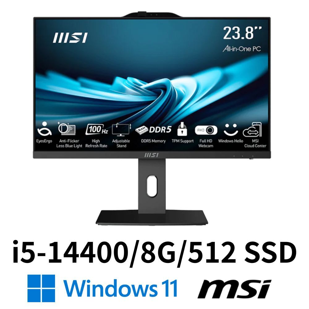 MSI PRO AP242P 14M-619TW 23.8吋 AIO液晶電腦 i5-14400/8G/512SSD/W11H