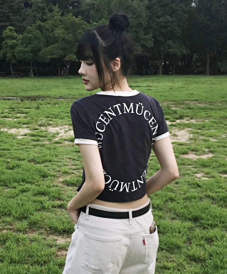 （現貨）韓牌 MUCENT RINGER 圓形logo 滾邊 短T P00000MH