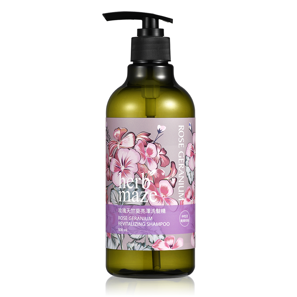 玫瑰天竺葵亮澤洗髮精500ml【乾燥髮質及染燙受損髮質專用】