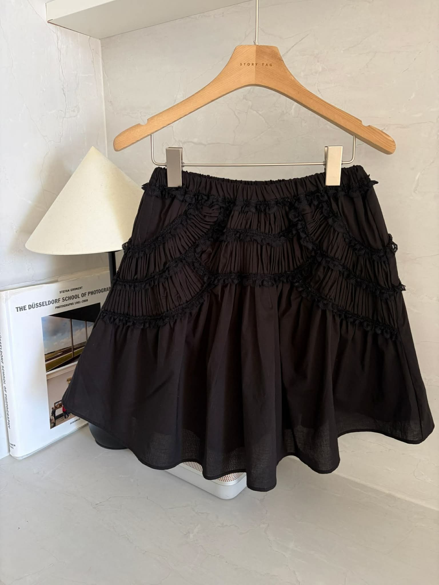 PA43 巴黎浪漫蕾絲抓皺短裙