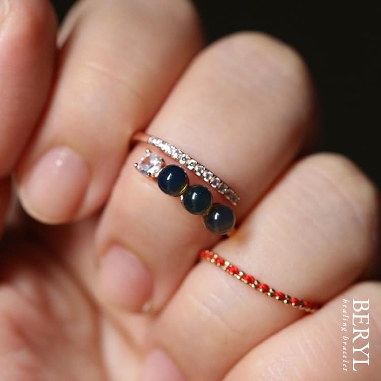 AA淨水級高藍多明尼加藍珀純銀鍍金戒