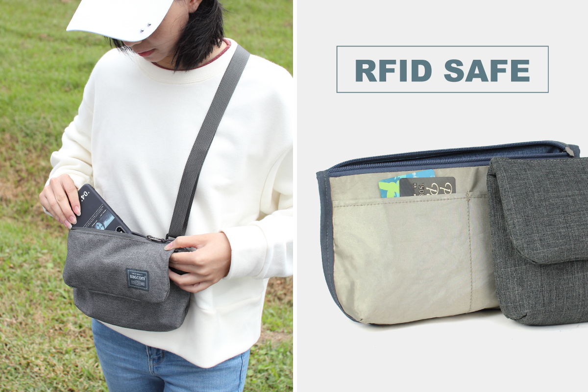帶釦防盜斜肩包 (RFID SAFE)