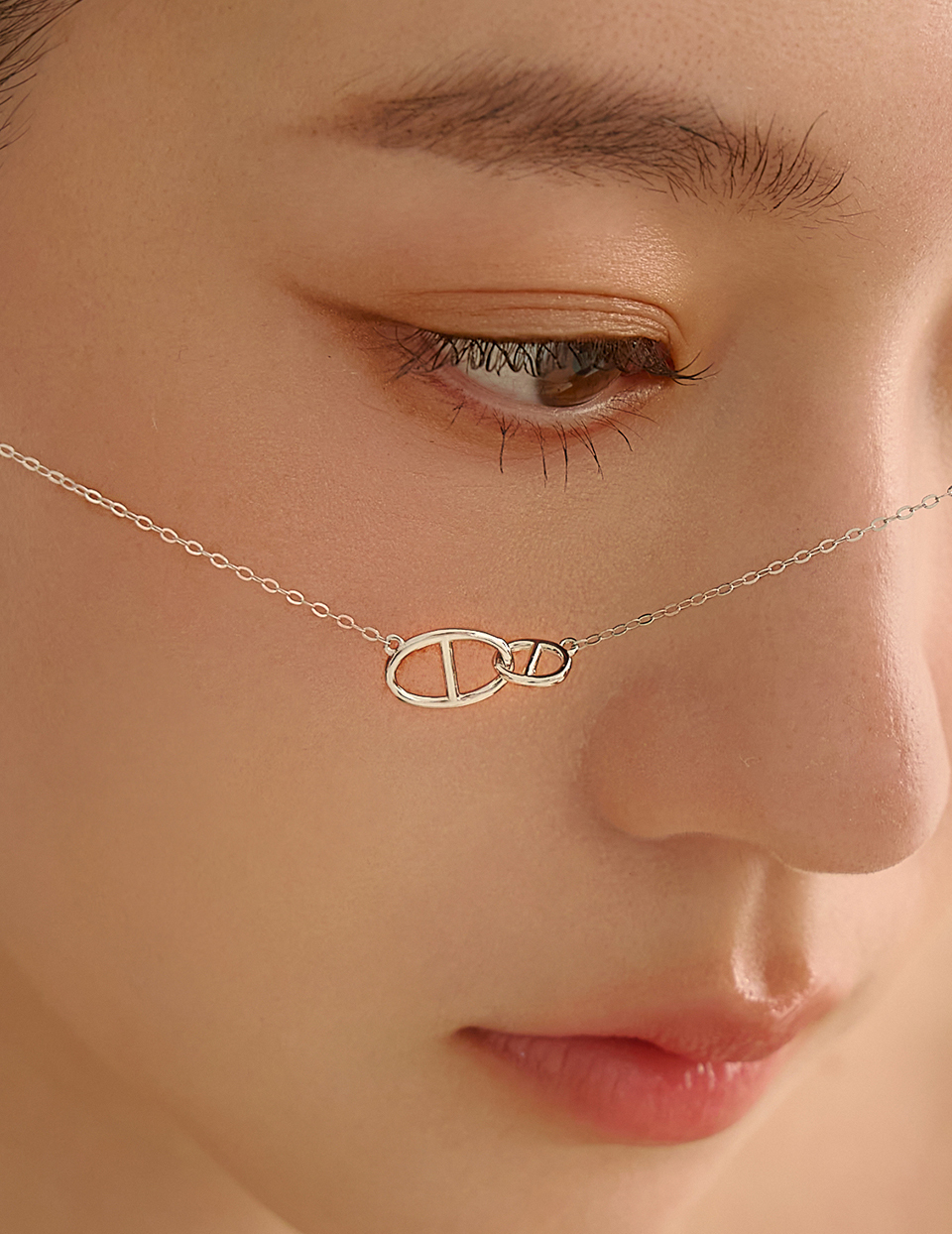 【925純銀】經典豬鼻相扣鎖骨鍊(銀)