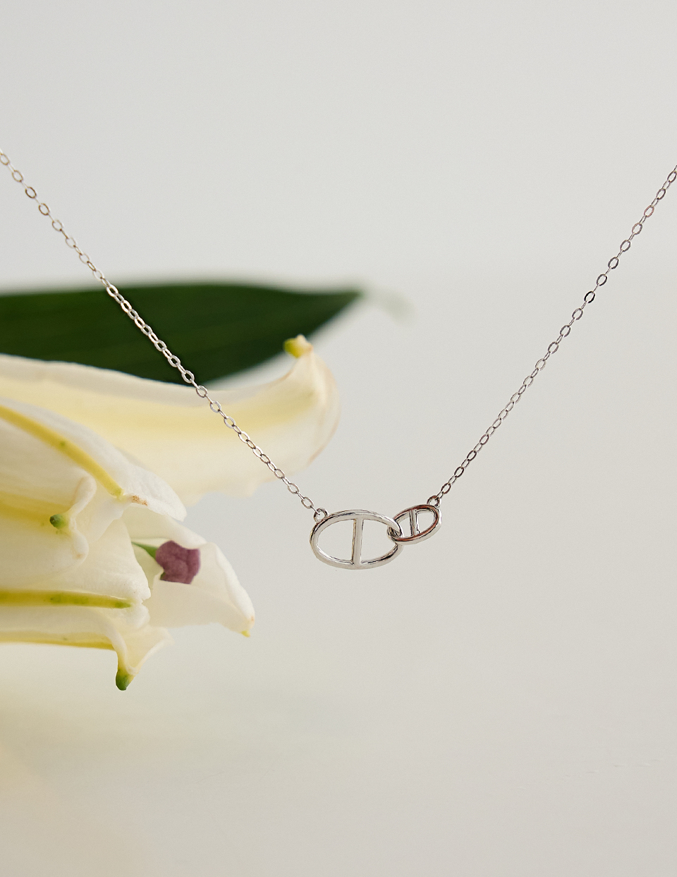 【925純銀】經典豬鼻相扣鎖骨鍊(銀)