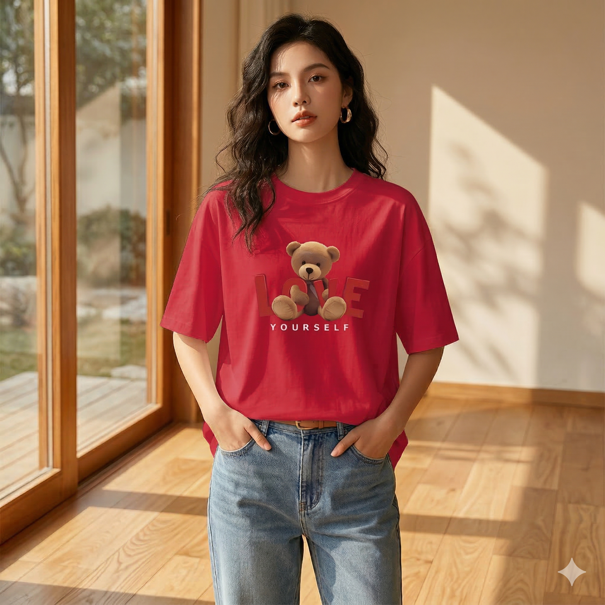 【ASister 小姊姊】AS1347#純棉上衣☆*LOVE小熊*中長版短袖T恤(10色 S-3XL)