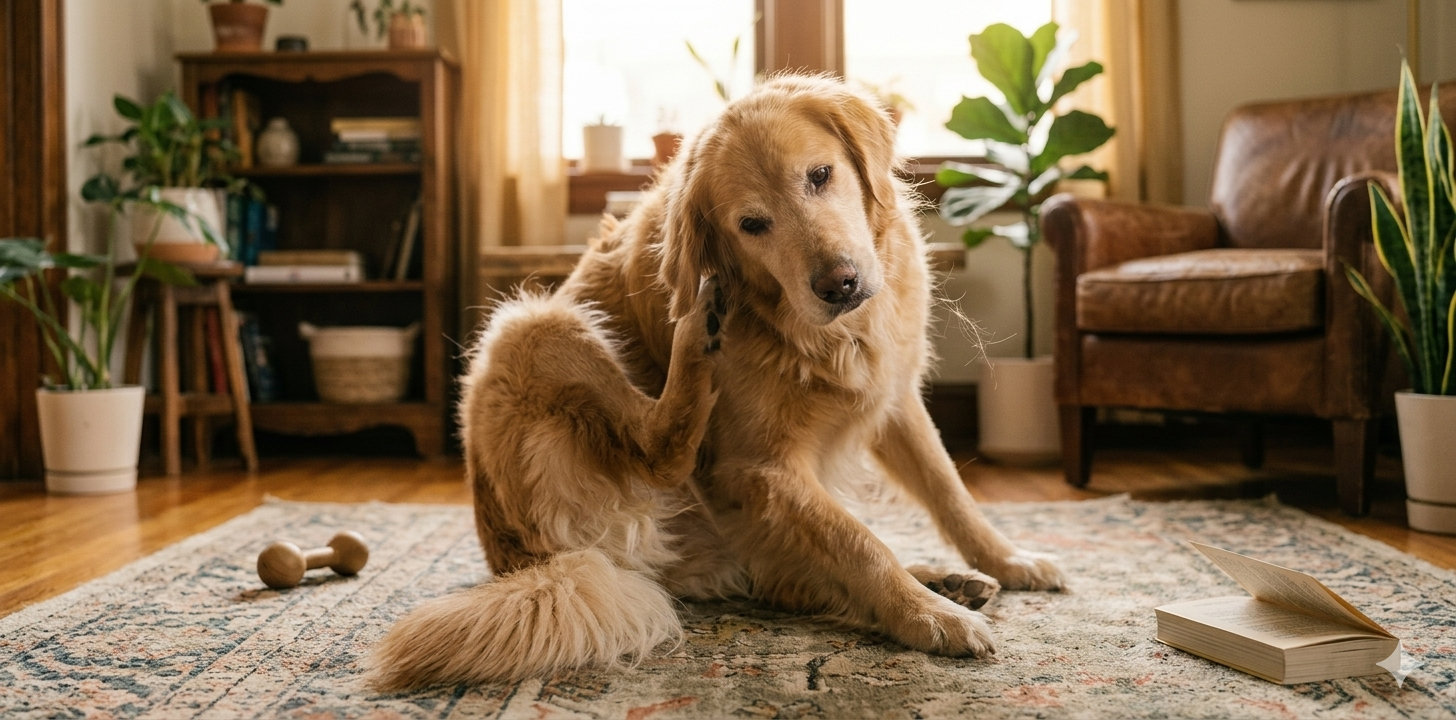 狗狗一直抓癢的照片